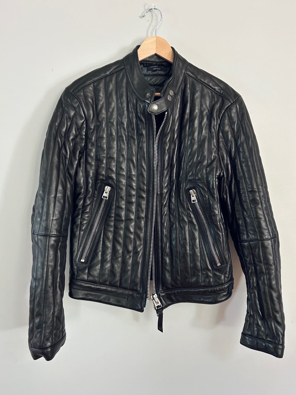 Tom Ford Black Leather Biker Jacket EU 48 / US 38 Moto Luxury Designer Mint